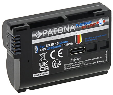 PATONA baterie pro foto Nikon EN-EL15C 2250mAh Li-Ion Platinum USB-C nabíjení