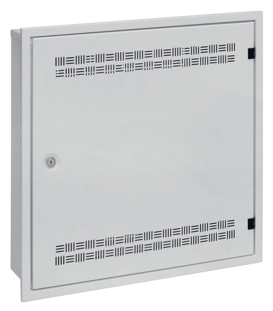 Solarix rozvádzač SOHO LC-18 do steny s lištami 2U, 4U a 11U, 550x550x150mm, šedá RAL7035, s rámčekom na zamurovanie