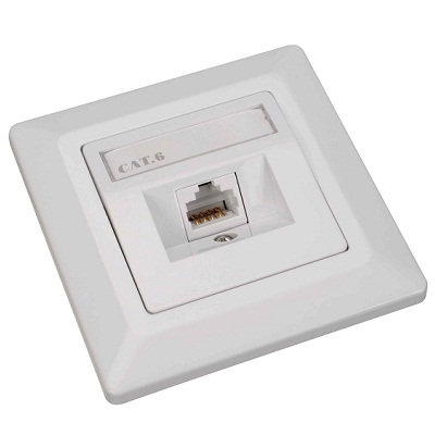Solarix Eth.Zás. CAT6 STP 1 x RJ45 pod omietku biela SX9-1-6-STP-WH