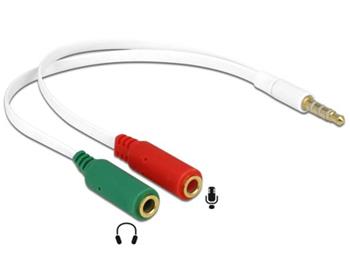 Delock adaptér sluchátek 1 x 3.5 mm 4 pin Stereo jack samec > 2 x 3.5 mm 3 pin Stereo jack samice (iPhone)