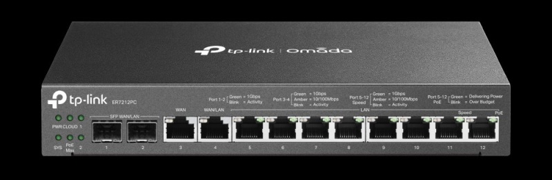 TP-Link ER7212PC - Omada 3-v-1 ( VPN Router, 8x PoE switch, Cloud controler Omada) 2x SFP, 2x WAN GB