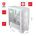 MSI skříň MAG FORGE 320R AIRFLOW WHITE/ bez zdroje/ bílý/ levé temperované sklo/ 4x 120 mm A-RGB fan/ 2x USB3.2/ černá
