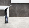 IMMAX LED stolní lampička Leather/ 6,5W/ 300lm/ 5V/1A/ 3 barvy světla/ flexibil. rameno/ možnost vypnutí LCD/ USB/ černá