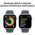 Apple Watch Series 10 GPS 42mm Stříbrný hliník s denimovým sportovním řemínkem - S/M