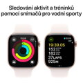 Apple Watch Series 10 GPS 46mm Růžově zlatý hliník se světle ruměným sportovním řemínkem - S/M