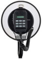 NEDIS megafon/ BT/ rozsah 1500m/ hlasitost 120dB/ odnímatelný mikrofon/ vestavěná siréna/ ramenní popruh/ černo-bílý