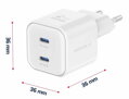 SWISSTEN SÍŤOVÝ ADAPTÉR GaN 2x USB-C 20W POWER DELIVERY BÍLÝ