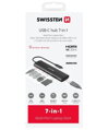 SWISSTEN USB-C HUB 7-IN-1 (USB-C 100W, HDMI 4K, 1x USB-A 3.0, 2x USB-A 2.0, SD, MICRO SD) ALUMINIUM