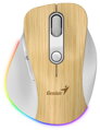 GENIUS Ergo 9000S Pine Wood/ duální Bluetooth + 2,4GHz/ 2400 dpi/ bezdrátová/ 6tlačítková/ dobíjecí/ RGB/ barva borovice