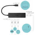 i-tec USB Slim HUB / 3 porty s Gigabyte Ethernet / na USB 3.1 Type C / kompatibilný s Thunderbolt 3 / čierny