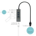 i-tec USB 3.0 HUB METAL / 3 porty / USB 3.0 na Gigabit Ethernet adaptér (RJ45) / sivý