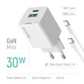 COLORWAY 1x USB-C/ síťová nabíječka/ GaN/ PD/ PPS/ QC/ 30W/ Včetně 100cm kabelu/ Bílá