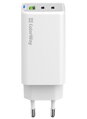 COLORWAY 2x USB-C, 1x USB-A/ síťová nabíječka/ GaN/ PD/ PPS/ 65W/ Včetně 2x kabelů, USB-C-USB-C, USB-C-Lightning/ Bílá