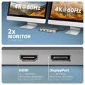 AXAGON multi USB-C hub 7in1 / HMC-CUB83X2 / 1x HDMI / 1x DP 8k/30Hz / PD100W / 1xUSB-C / 2x USB-A / kabel 15cm