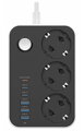 COLORWAY Prodlužovací napájecí přívod/ 3x Schuko/ 3x USB-C 20W/ 3x USB-A/ kabel 2m