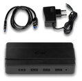 i-tec USB HUB Charging/ 4 porty/ 1 nabíjecí port/ USB 3.0/ napájecí adaptér/ černý