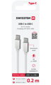 Swissten Datový Kabel Textile USB-C / USB-C 0,2m Stříbrný