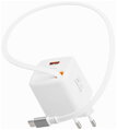 Swissten Síťový Adaptér Slidecharge GaN 45W, 1x USB-A 18W Se Zatahovacím USB-C Kabelem 0,75m Bílý