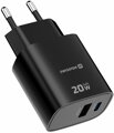 Swissten Síťový Adaptér Edge GaN 1x USB-C PD 20W + 1x USB-A 18W QC Černý