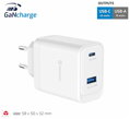 Swissten Síťový Adaptér Core GaN 1x USB-C 45W PD + 1x USB-A 18W QC Bílý
