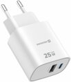 Swissten Síťový Adaptér Edge GaN 1x USB-C PD 25W + 1x USB-A 18W QC Bílý