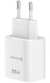 Swissten Síťový Adaptér Edge GaN 1x USB-C PD 25W + 1x USB-A 18W QC Bílý
