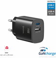 Swissten Síťový Adaptér Edge GaN 1x USB-C PD 35W + 1x USB-A 18W QC Černý