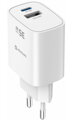 Swissten Síťový Adaptér Edge GaN 1x USB-C PD 35W + 1x USB-A 18W QC Bílý
