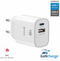 Swissten Síťový Adaptér Edge GaN 1x USB-C PD 35W + 1x USB-A 18W QC Bílý