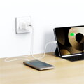 Swissten Síťový Adaptér Edge GaN 1x USB-C PD 20W + 1x USB-A 18W QC, Pro UK Zásuvku Bílý