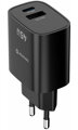 Swissten Síťový Adaptér Edge GaN 1x USB-C PD 45W + 1x USB-A 18W QC Černý