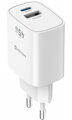 Swissten Síťový Adaptér Edge GaN 1x USB-C PD 45W + 1x USB-A 18W QC Bílý