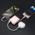 Swissten Power Bank Space 10000 mAh S Integrovanými Kabely USB-C A Lightning Růžová