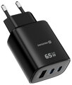 Swissten Síťový Adaptér Edge GaN 2x USB-C PD 65W + 1x USB-A 18W QC Černý