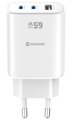 Swissten Síťový Adaptér Edge GaN 2x USB-C PD 65W + 1x USB-A 18W QC Bílý