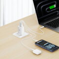 Swissten Síťový Adaptér Edge GaN 2x USB-C PD 65W + 1x USB-A 18W QC, Pro UK Zásuvku Bílý
