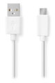 NEDIS kabel USB 2.0/ zástrčka USB-A - zástrčka USB-C/ 15 W/ 480 Mbps/ poniklovaný/ bílý/ bulk/ 50cm