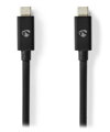 NEDIS kabel USB 4.0 Gen 2x2/ zástrčka USB-C - zástrčka USB-C/ 240 W/ 8K@60Hz/ 20 Gbps/ poniklovaný/ černý/ box/ 2m