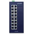 PLANET Priemyselný Switch 16x1Gb, dual 12-48VDC / 24VAC, -40 ~ + 75 ° C, fanless