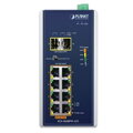 PLANET Priemyselný L2 PoE 1Gbps switch, 8xTP + 2xSFP, 802.3at 30 / 240W, IP30, -40 ~ + 75 ° C, 12-56VDC
