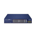 PLANET PoE switch 18x1Gb + 2xSFP 1Gb, 16x PoE 802.3at 30 / 185W, VLAN, extend mód 10Mb-250m