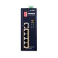PLANET ISW-504PT Priemyselný Switch 4x 10 / 100M PoE + 1x 10/100, -40 ~ + 75 ° C, 12-48VDC, DIN, 802.3af do 60W
