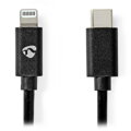 NEDIS Lightning kabel/ USB 2.0/ Apple Lightning 8pinový/ USB-C zástrčka/ kulatý/ černý/ 2m
