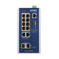 Planet IGS-4215-8UP2T2S průmyslový L2 PoE switch 10x 1Gb, 2x SFP 1Gb, 802.3bt 360W, IP30, -40 až 75°C, 48-54VDC