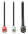 NEDIS redukce pro headsety/ 2x zástrčka 3,5mm jack - zásuvka 3,5 mm jack/ černá/ 12cm