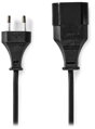 NEDIS napájecí kabel pro adaptéry/ Euro zástrčka - Euro zásuvka/ přímý-přímý/ dvoulinka/ černý/ 2m