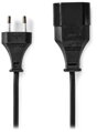 NEDIS napájecí kabel pro adaptéry/ Euro zástrčka - Euro zásuvka/ přímý-přímý/ dvoulinka/ černý/ 5m