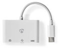 NEDIS USB 2.0 multiport adaptér/ zástrčka USB-C/ zásuvka USB-A/ zásuvka USB-C/ zásuvka 3,5 mm/ 480 Mbps/ kulatý/ poniklo