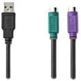 NEDIS USB 2.0 kabel 2v1/ zástrčka USB-A/ 2x zásuvka PS/2/ 480 Mbps/ poniklovaný/ kulatý/ PVC/ Box/ černý/ 30 cm