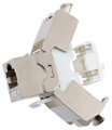 XtendLan Keystone jack RJ45 Cat6, STP, stříbrný, 180st, zaklapnutí zezadu